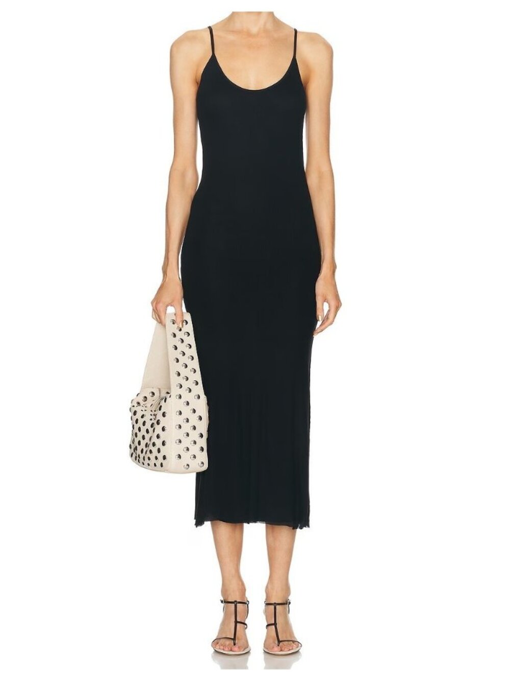 Khaite Leesal Women's Sleeveless Midi Slip Dress in Black Size M
